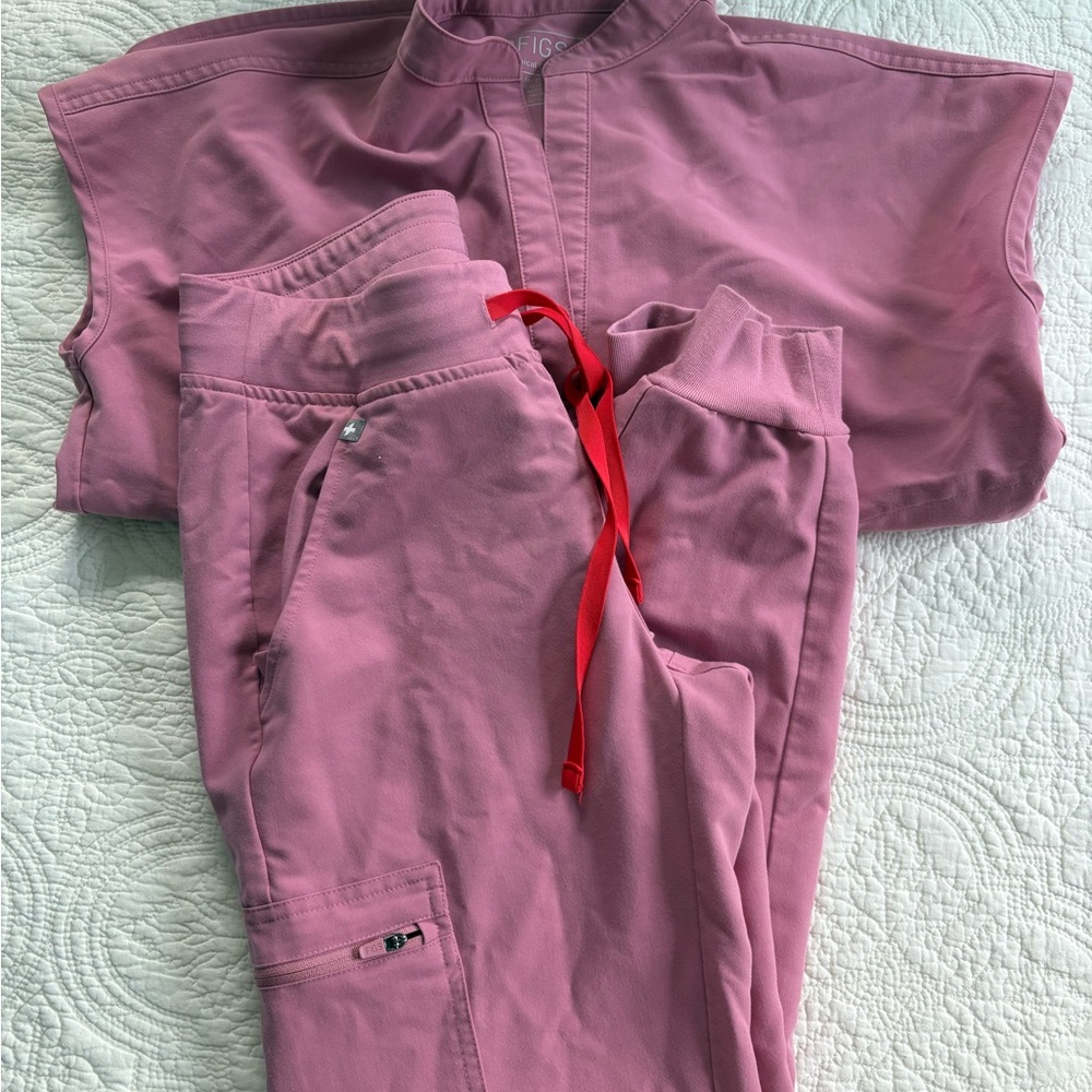 Figs Pink Scrub Pants & Rafael top